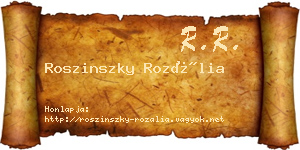 Roszinszky Rozália névjegykártya